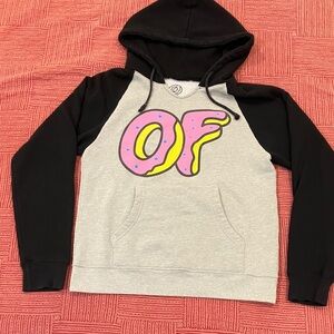 Odd Future large fitted Black and Gray Hoodie with Colorful donut Logo